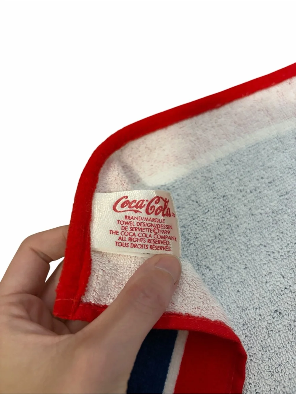 VTG NWT Coca Cola Boy Fishing With Dog Beach Towel 1989 Graphic Summer